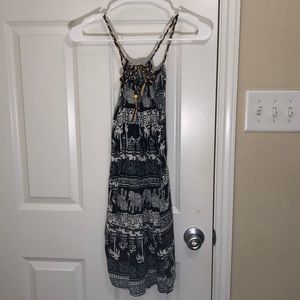 Blue and white romper